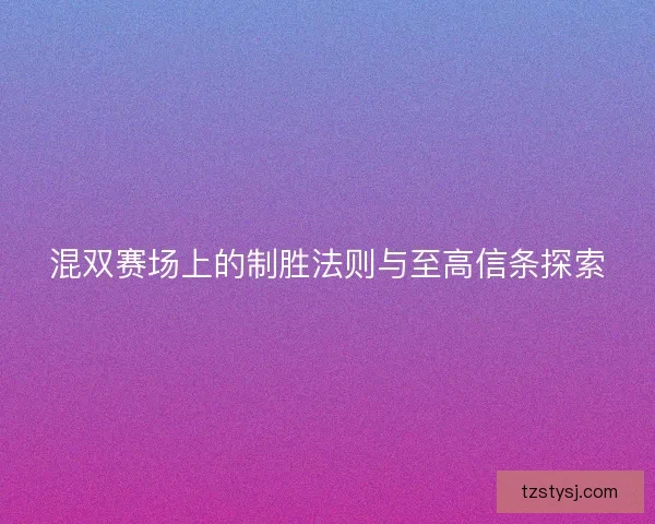 混双赛场上的制胜法则与至高信条探索